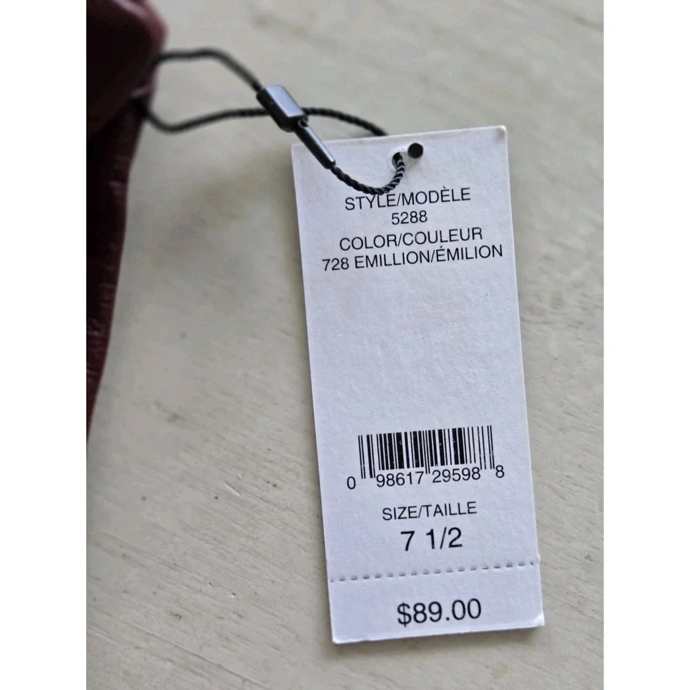 NWT Lord & Taylor Gloves Leather Cashmere Burgundy Sz 7.5 Gift Buttery Vtg 5288